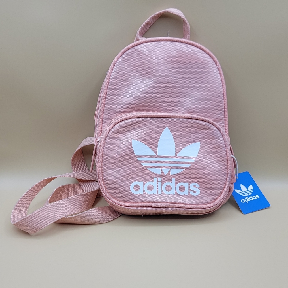 Adidas Mini 10" Pink White Backpack Girl's Ladies Kid's Zipper Bag New With Tags - Picture 1 of 8